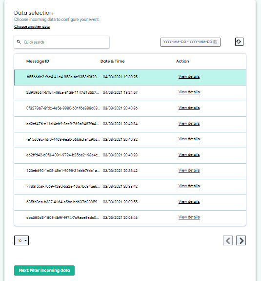 Filter incoming data