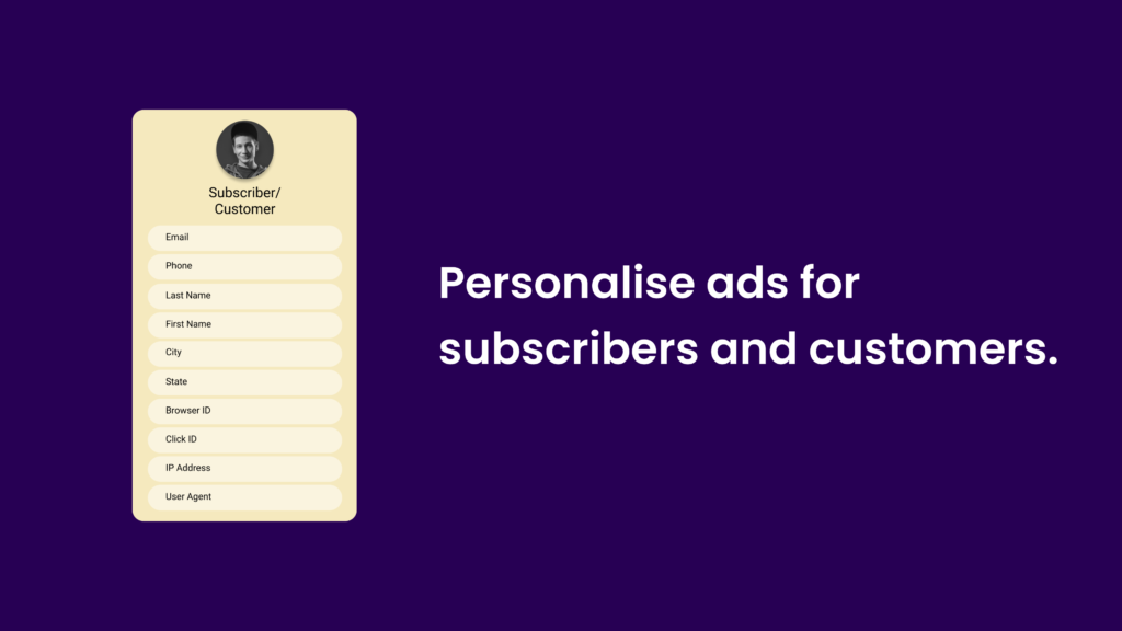 Personalise ads for subscribers and customers.